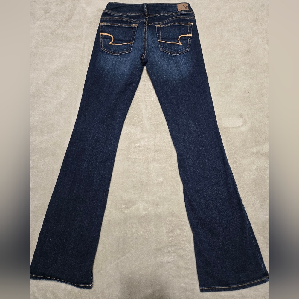 American Eagle Kick Boot Jeans Womens Size 4 Long (28x32) Dark Wash  Stretch - Picture 4 of 10